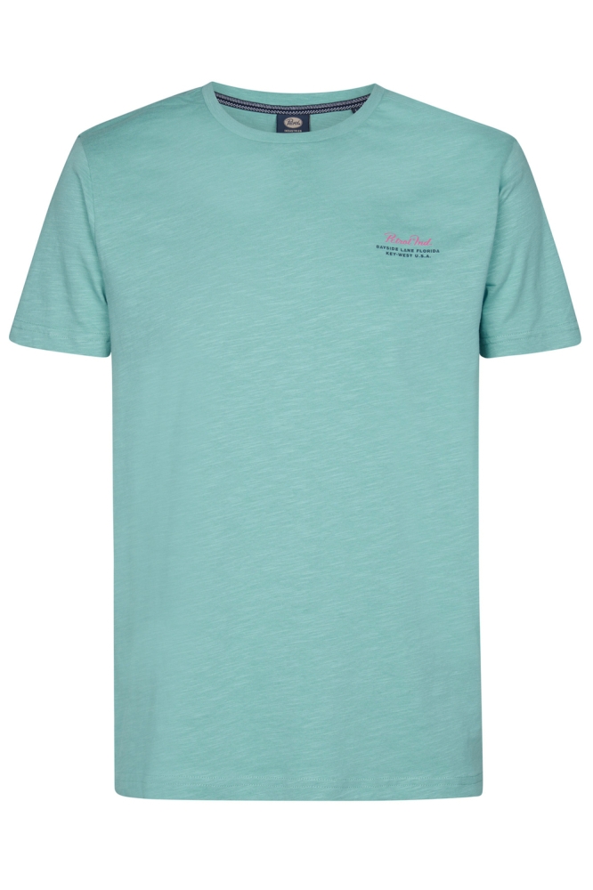 T SHIRT MET PRINT OP DE RUG M 1050 TSR647 6169 AQUA GREEN